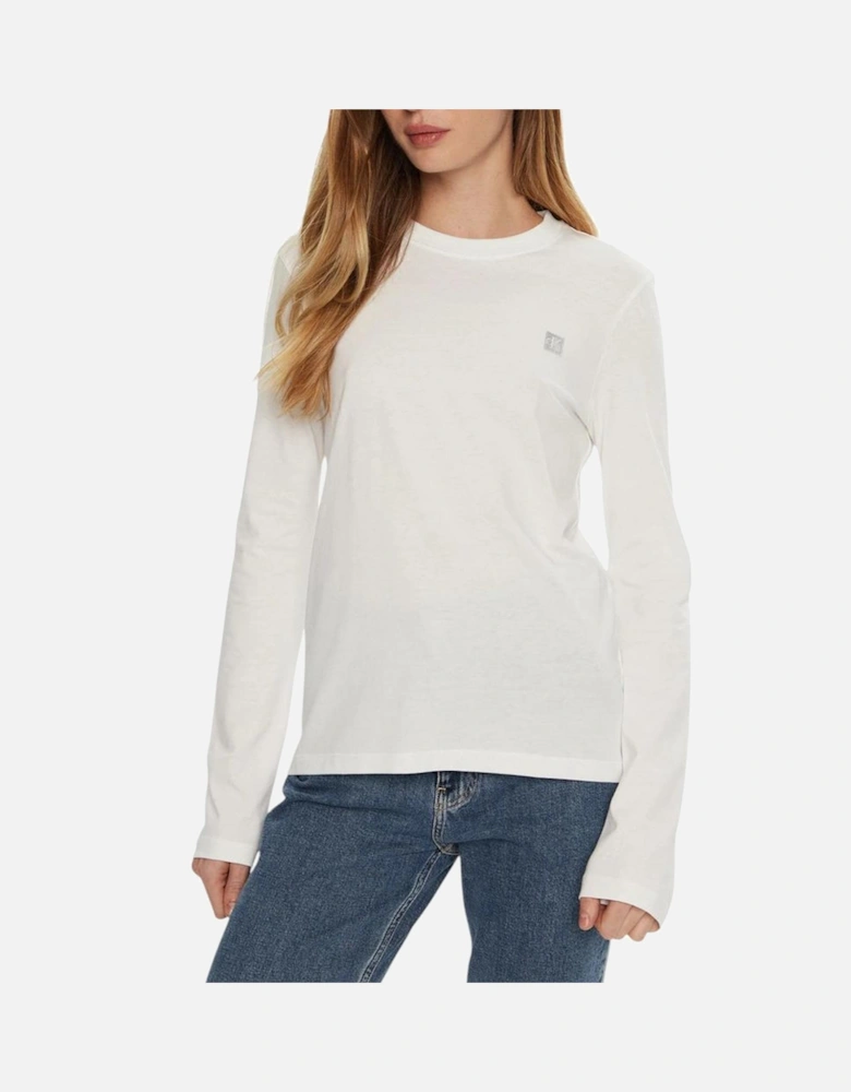 Womens Short Sleeve Embroidered Logo T-Shirt - White