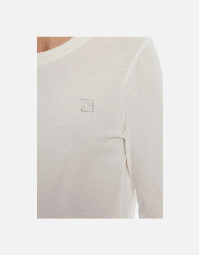 Womens Short Sleeve Embroidered Logo T-Shirt - White
