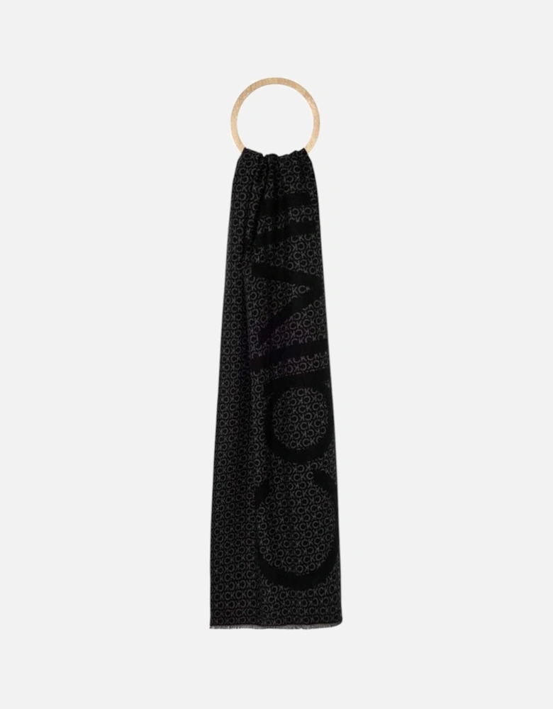 Fringes Two-Tone Mono Scarf Women - Black Scarves