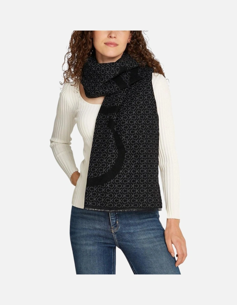 Fringes Two-Tone Mono Scarf Women - Black Scarves
