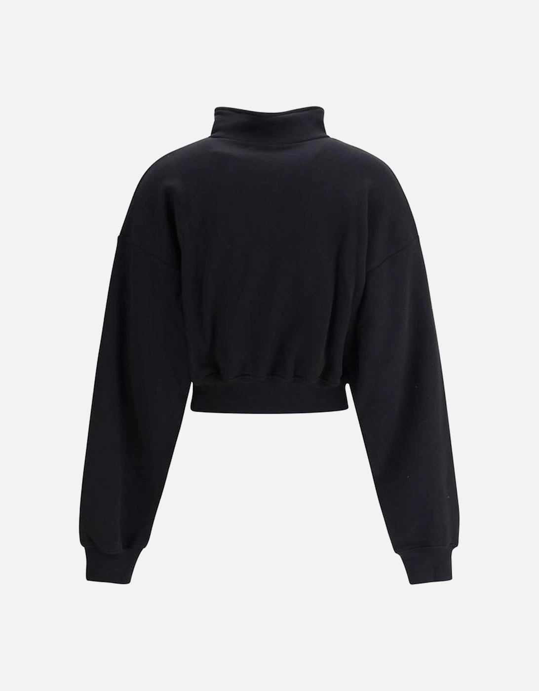 Cropped High Neck Zip-Up Sweatshirt Women - Black Sweaters