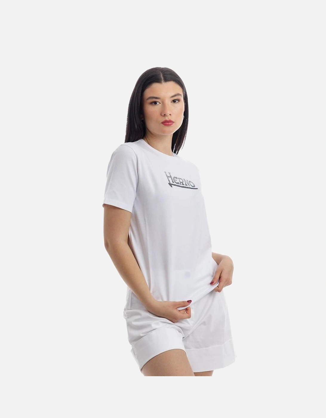 Classic T-Shirt with Rhinestone Logo Women - White, 5 of 4
