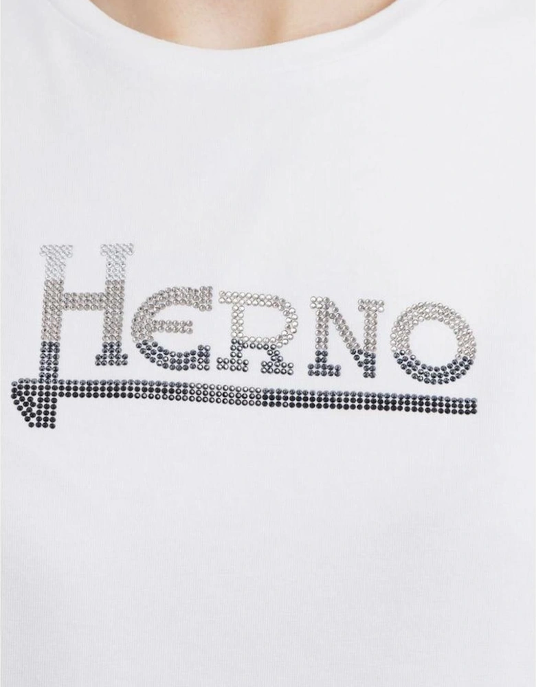 Classic T-Shirt with Rhinestone Logo Women - White