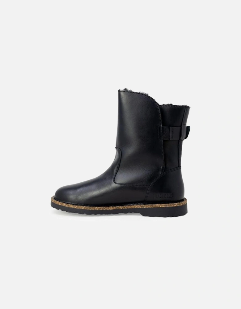 Leather Boots with 2.5cm Heel Women - Black