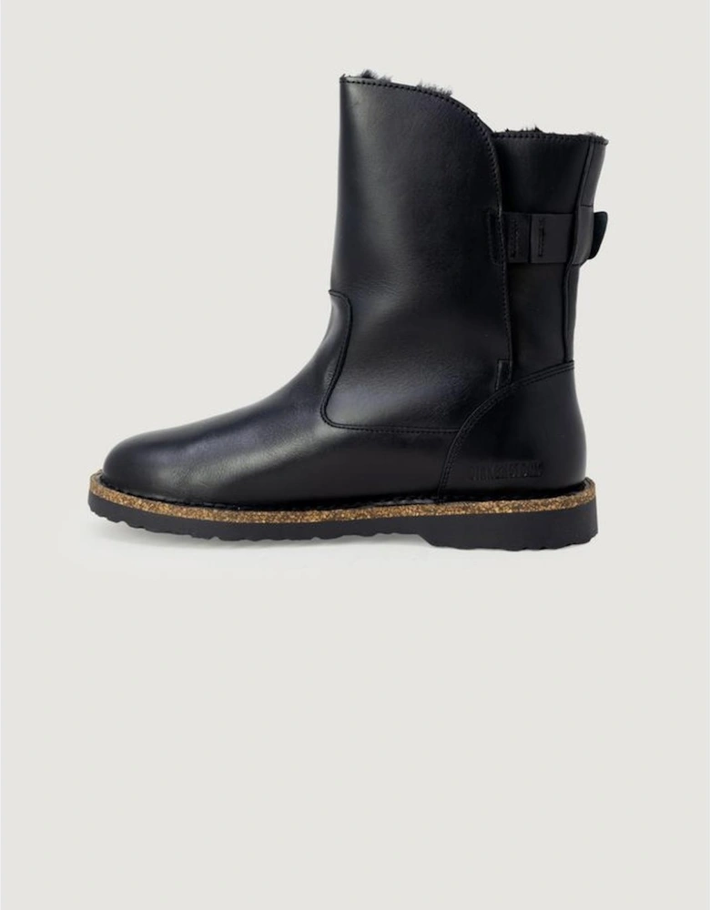 Leather Boots with 2.5cm Heel Women - Black