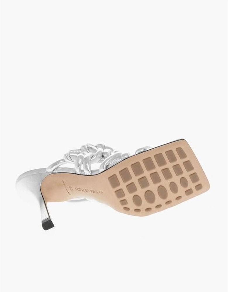Signature Woven Lame Leather Spool Heel Sandals Women - Gray