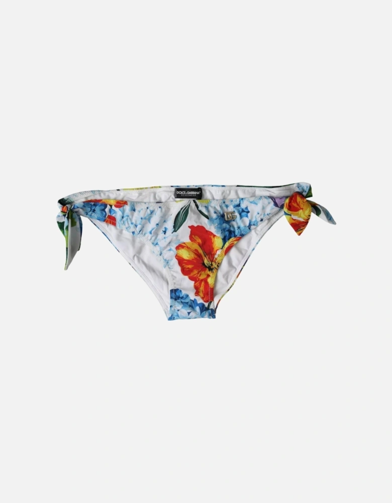 Floral Bikini Bottom Swimwear with Logo Details Women - White