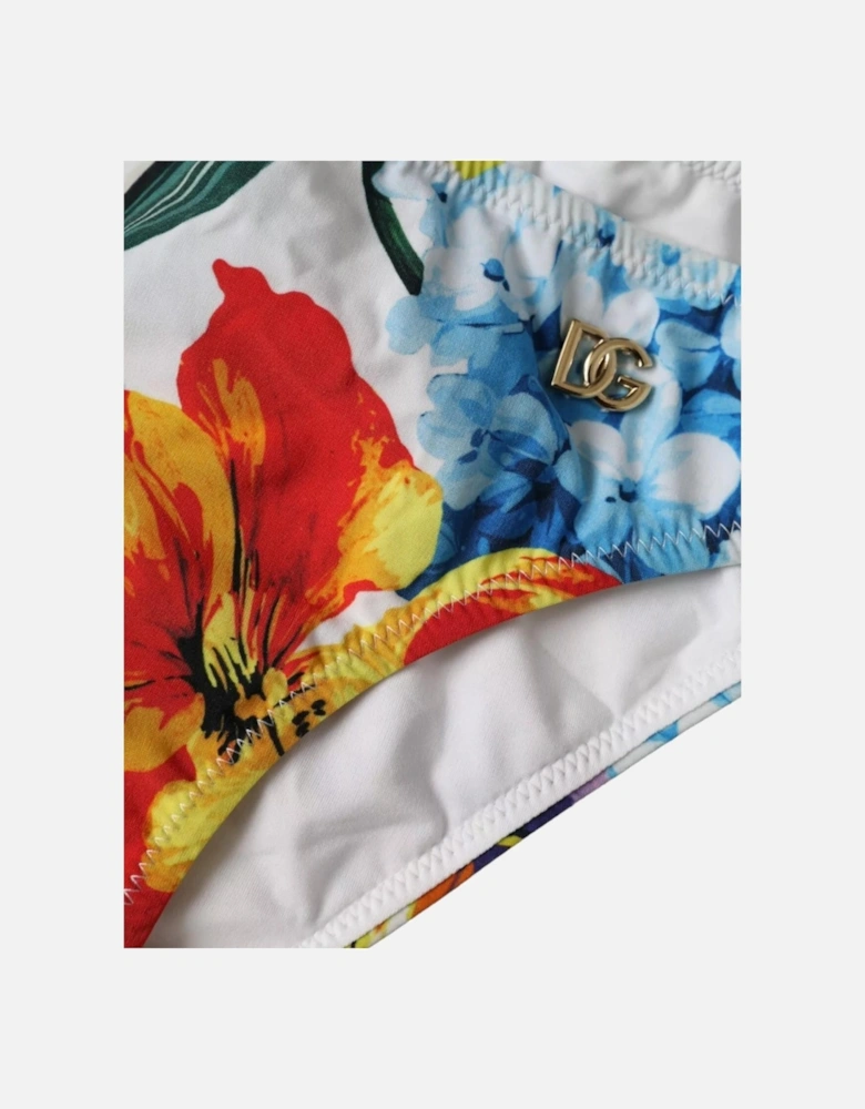 Floral Bikini Bottom Swimwear with Logo Details Women - White