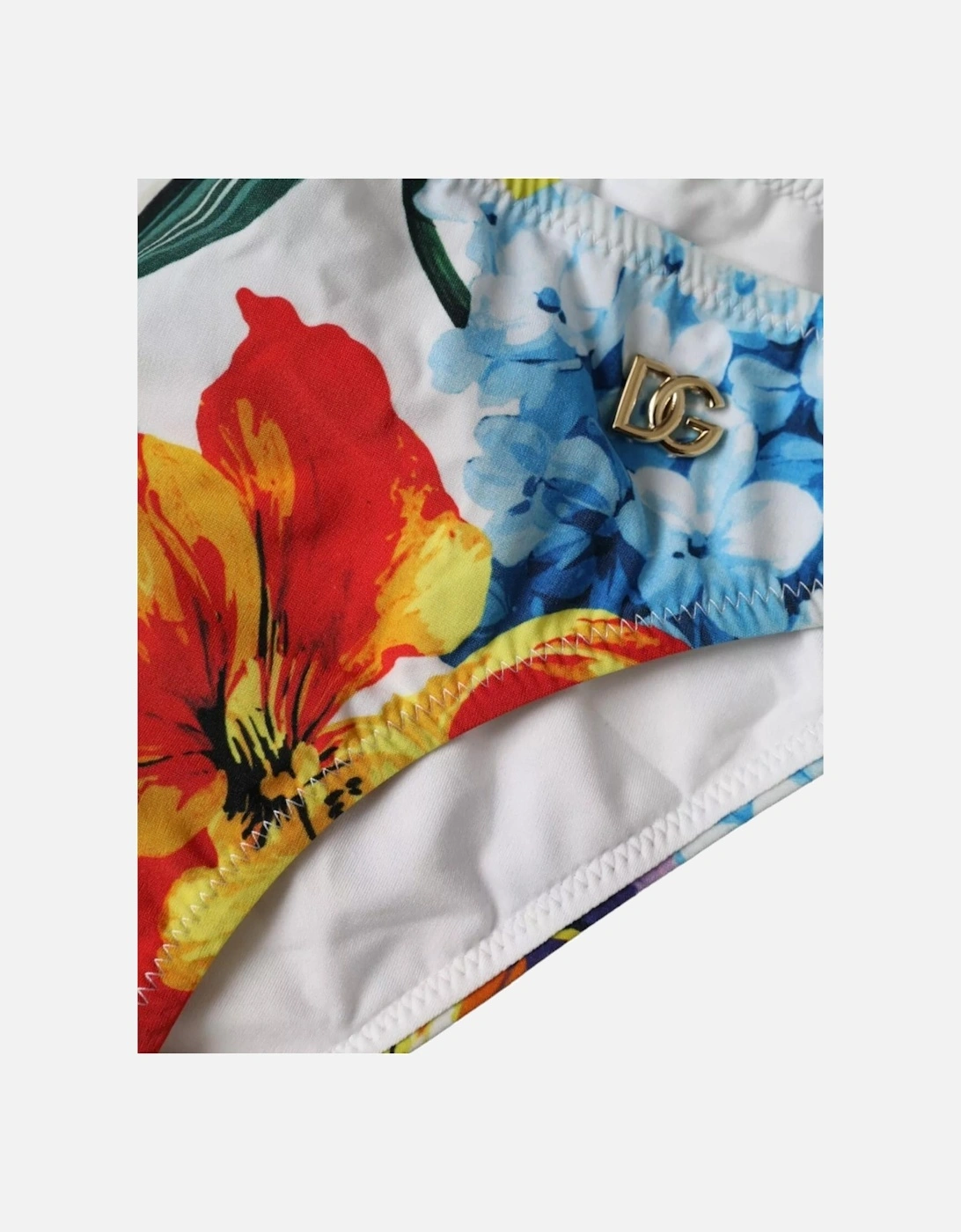 Floral Bikini Bottom Swimwear with Logo Details Women - White
