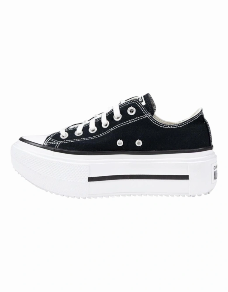 Classic Fabric Lace-Up Rubber Sole Sneakers Women - Black