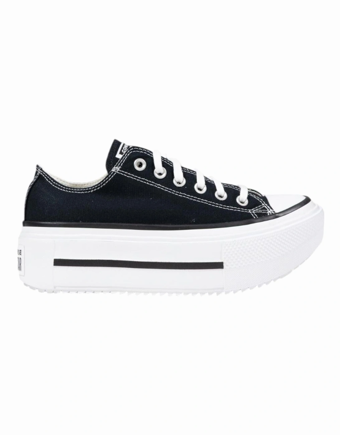 Classic Fabric Lace-Up Rubber Sole Sneakers Women - Black, 4 of 3