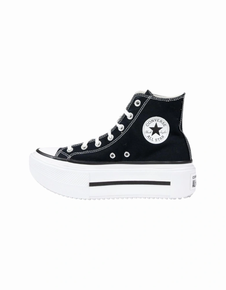Lace-Up Rubber Sole Plain Sneakers Women - Black