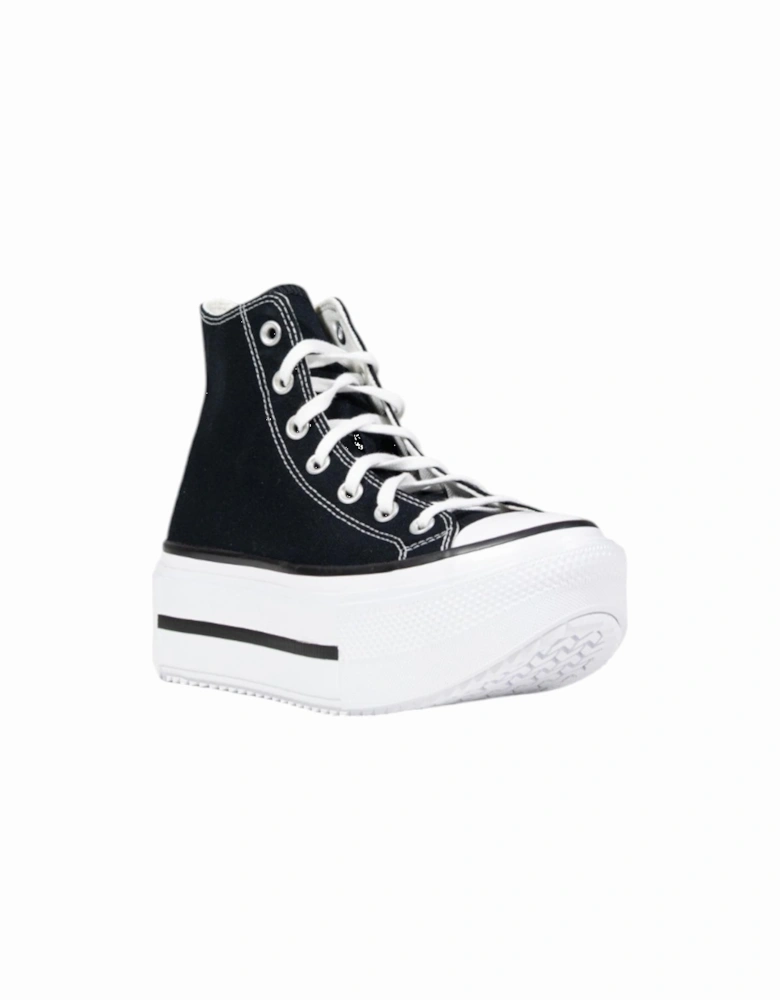 Lace-Up Rubber Sole Plain Sneakers Women - Black