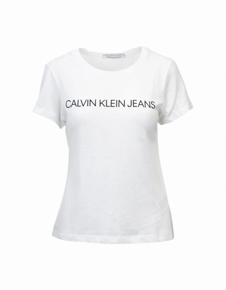White Print Short Sleeve Round Neck T-shirt Women Shirts