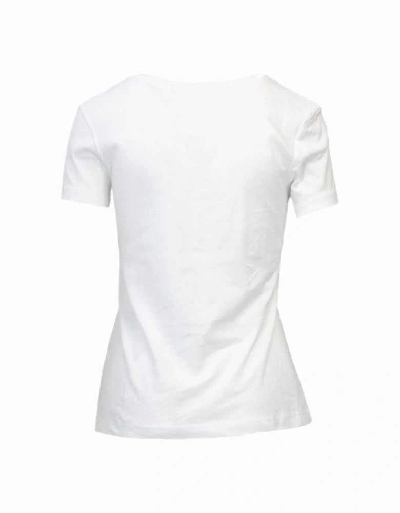 White Print Short Sleeve Round Neck T-shirt Women Shirts