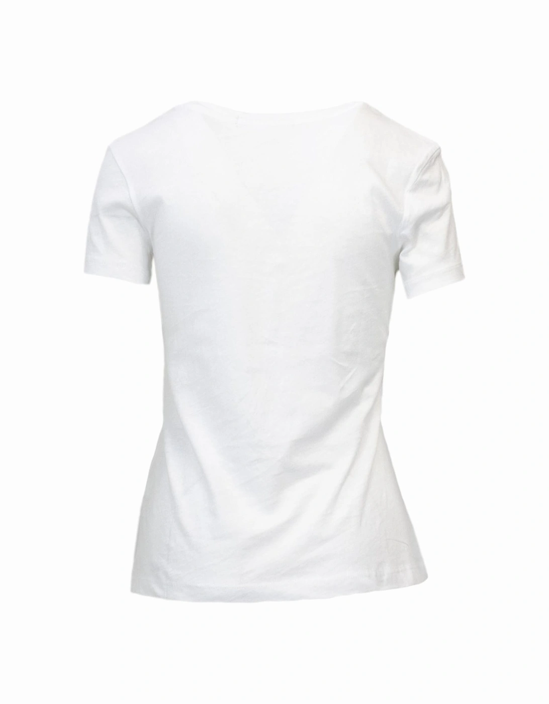 White Print Short Sleeve Round Neck T-shirt Women Shirts