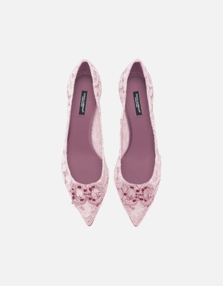 Floral Lace Pumps with Jeweled Logo Women - Pink