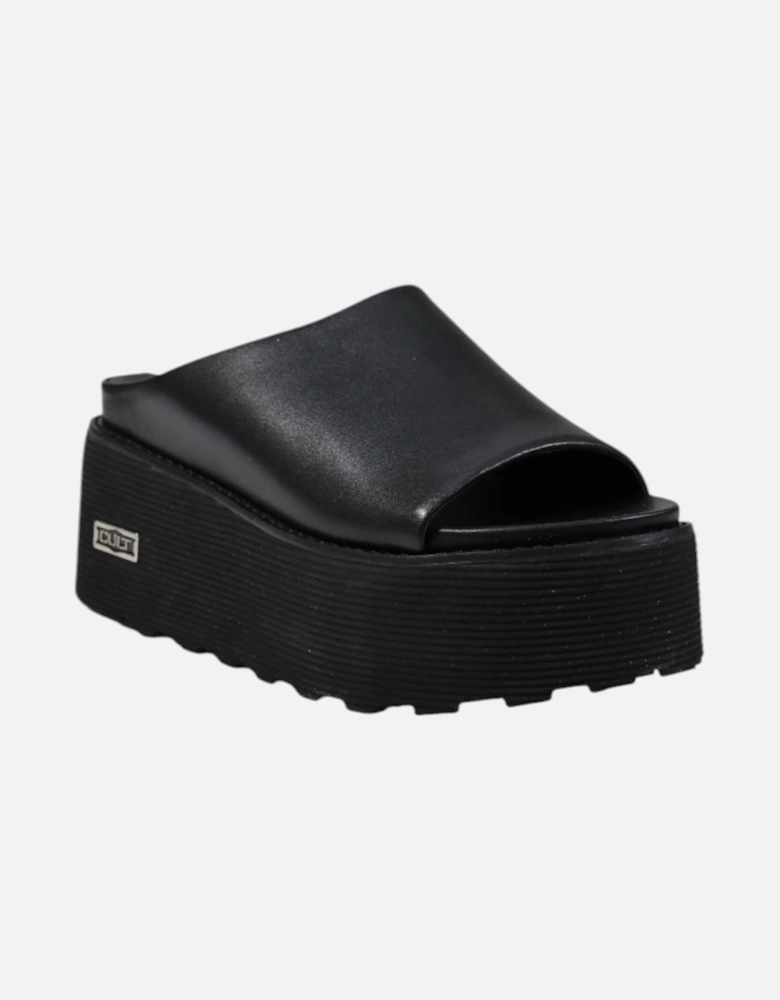 Leather Sandals with Rubber Sole Women - Black