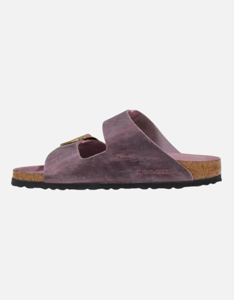 Plain Leather Sandals with Clip Fastening Women - Brown