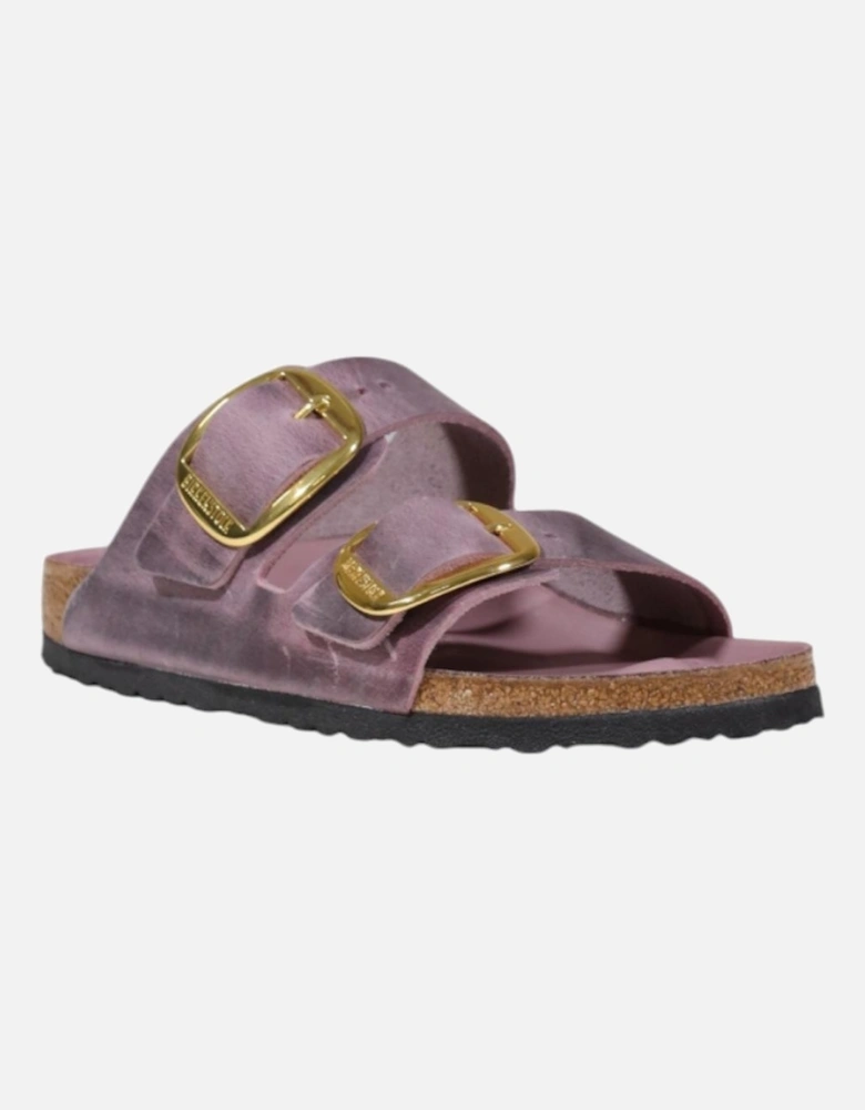Plain Leather Sandals with Clip Fastening Women - Brown