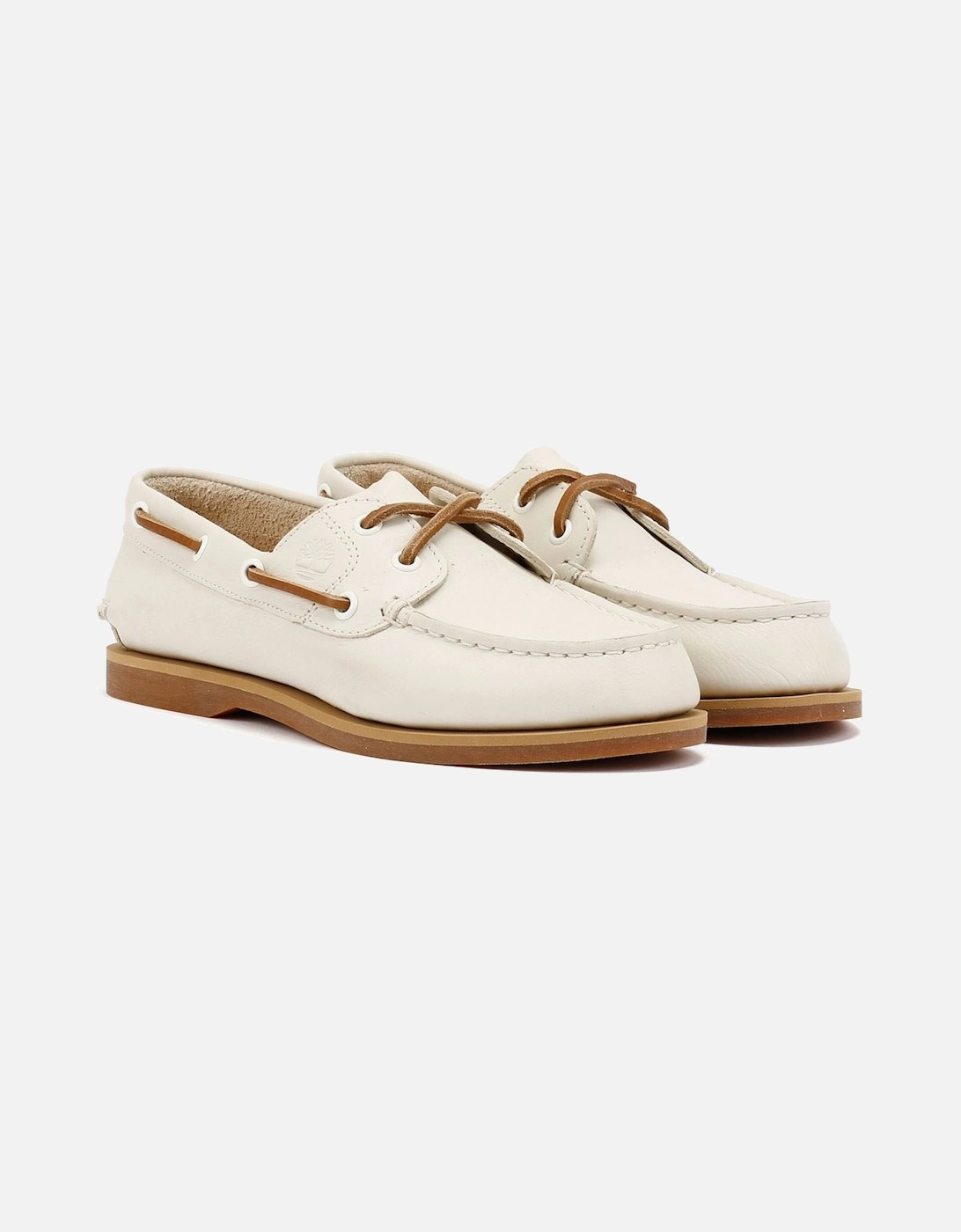 Classic 2 Eye Leather Women's Natural Boat Shoes, 9 of 8