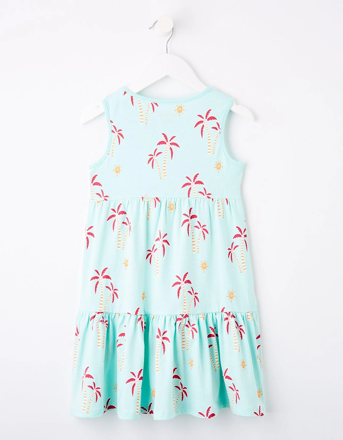 Girls Palm Print Sleeveless Dress - Multi