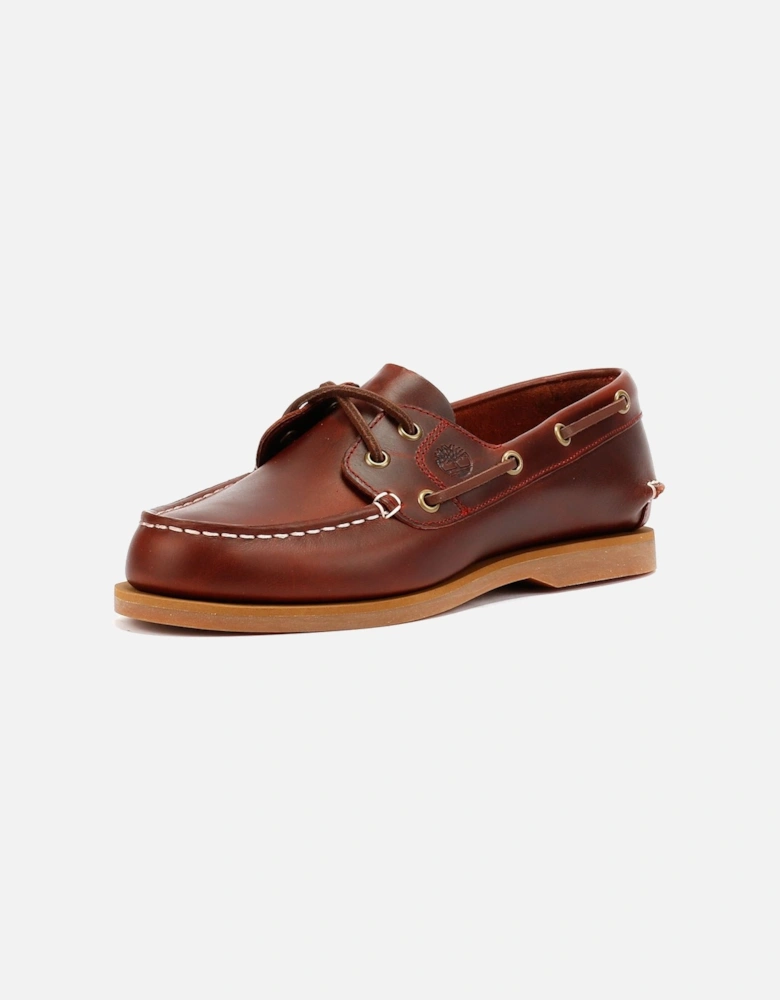 Classic 2 Eye Leather Women's Burgundy Boat Shoes