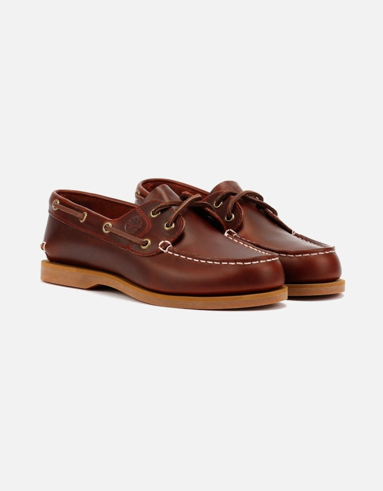 Classic 2 Eye Leather Women's Burgundy Boat Shoes