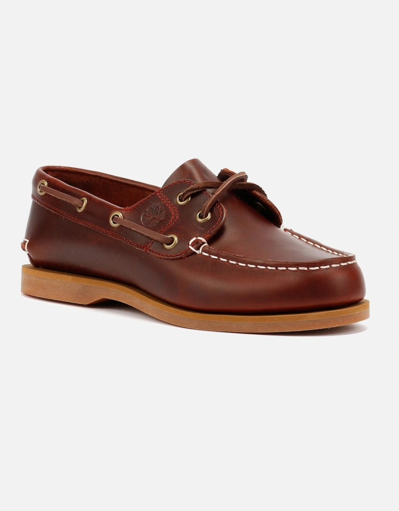 Classic 2 Eye Leather Women's Burgundy Boat Shoes