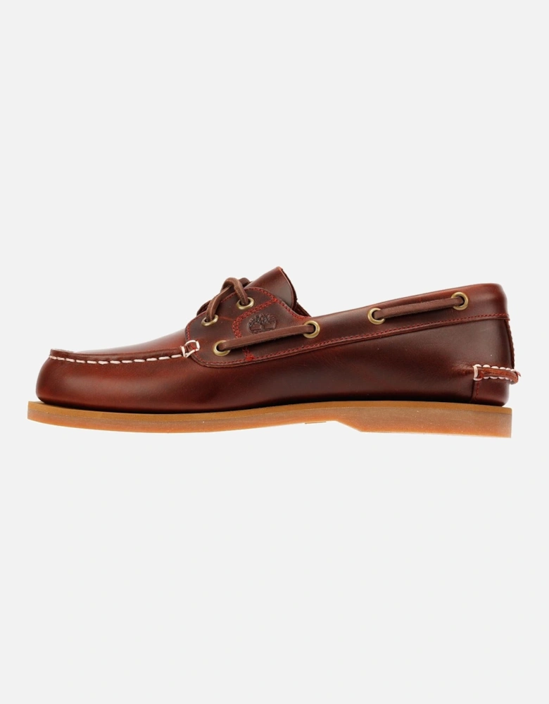 Classic 2 Eye Leather Women's Burgundy Boat Shoes