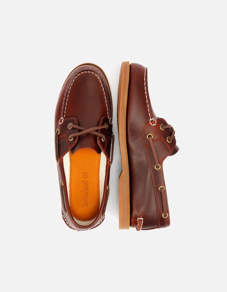 Classic 2 Eye Leather Women's Burgundy Boat Shoes