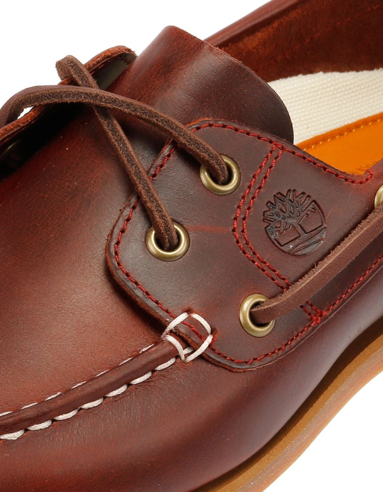 Classic 2 Eye Leather Women's Burgundy Boat Shoes
