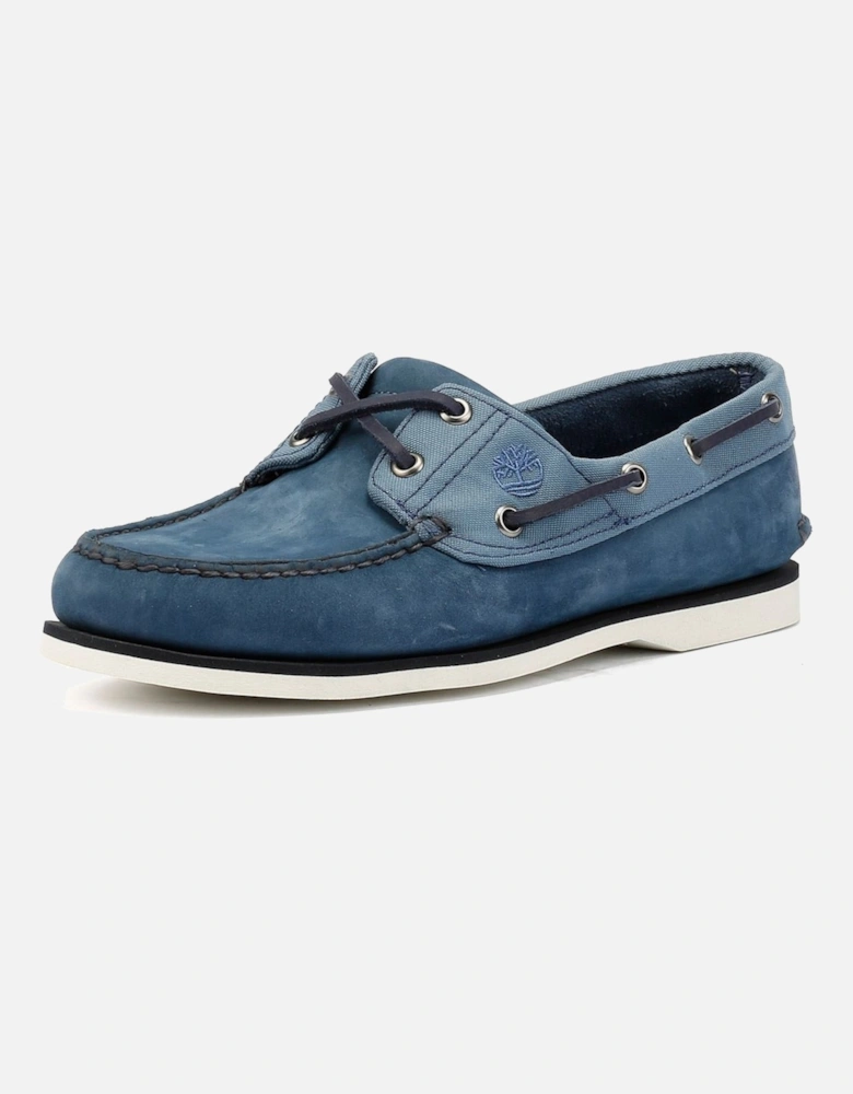 Classic 2 Eye Leather Men's Dark Blue Boat Shoes