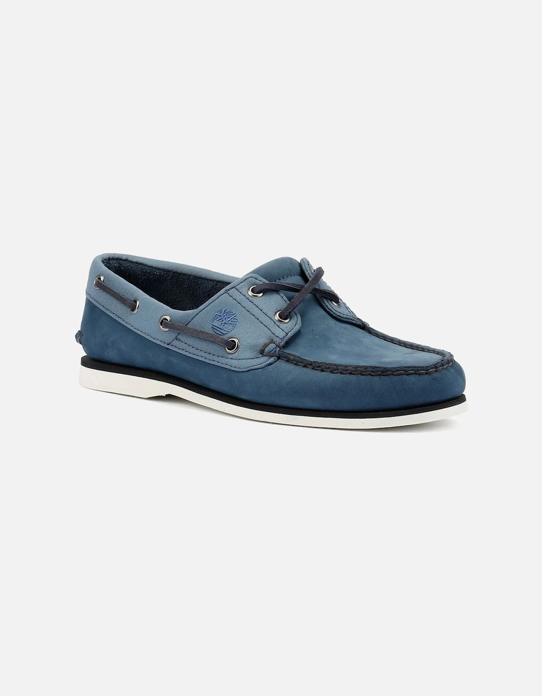 Classic 2 Eye Leather Men's Dark Blue Boat Shoes