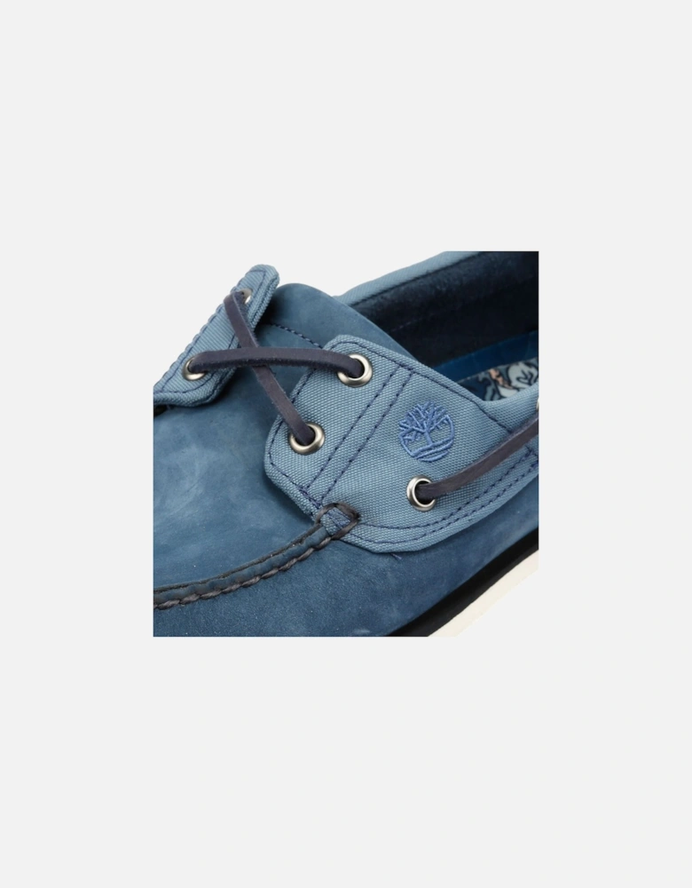 Classic 2 Eye Leather Men's Dark Blue Boat Shoes