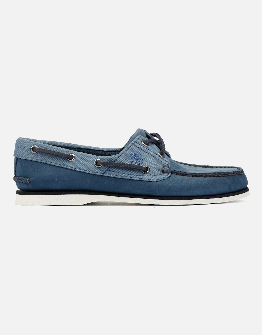Classic 2 Eye Leather Men's Dark Blue Boat Shoes