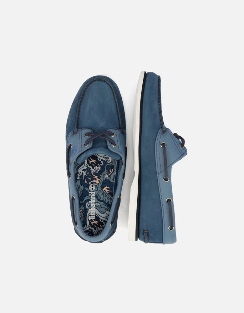 Classic 2 Eye Leather Men's Dark Blue Boat Shoes