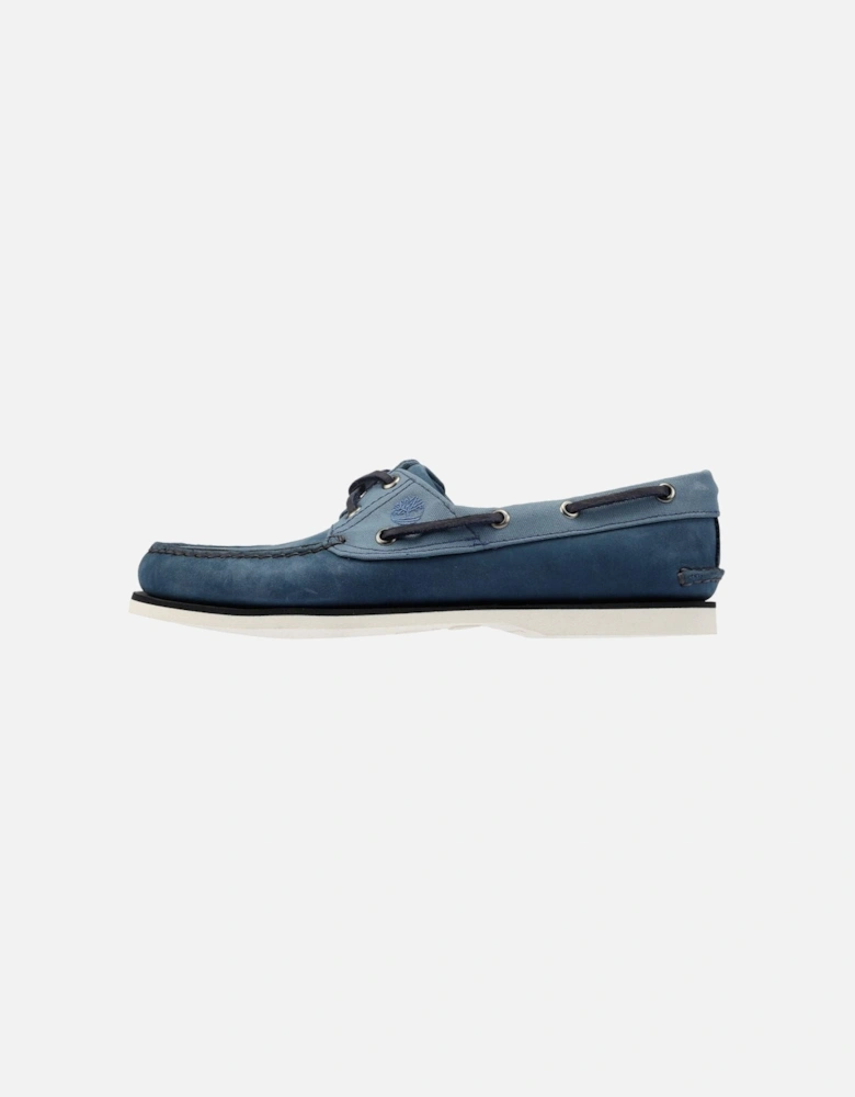 Classic 2 Eye Leather Men's Dark Blue Boat Shoes