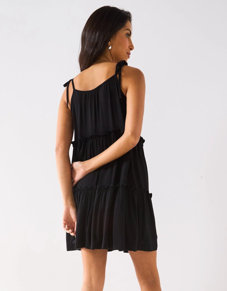 Tiered Mini Dress - Black