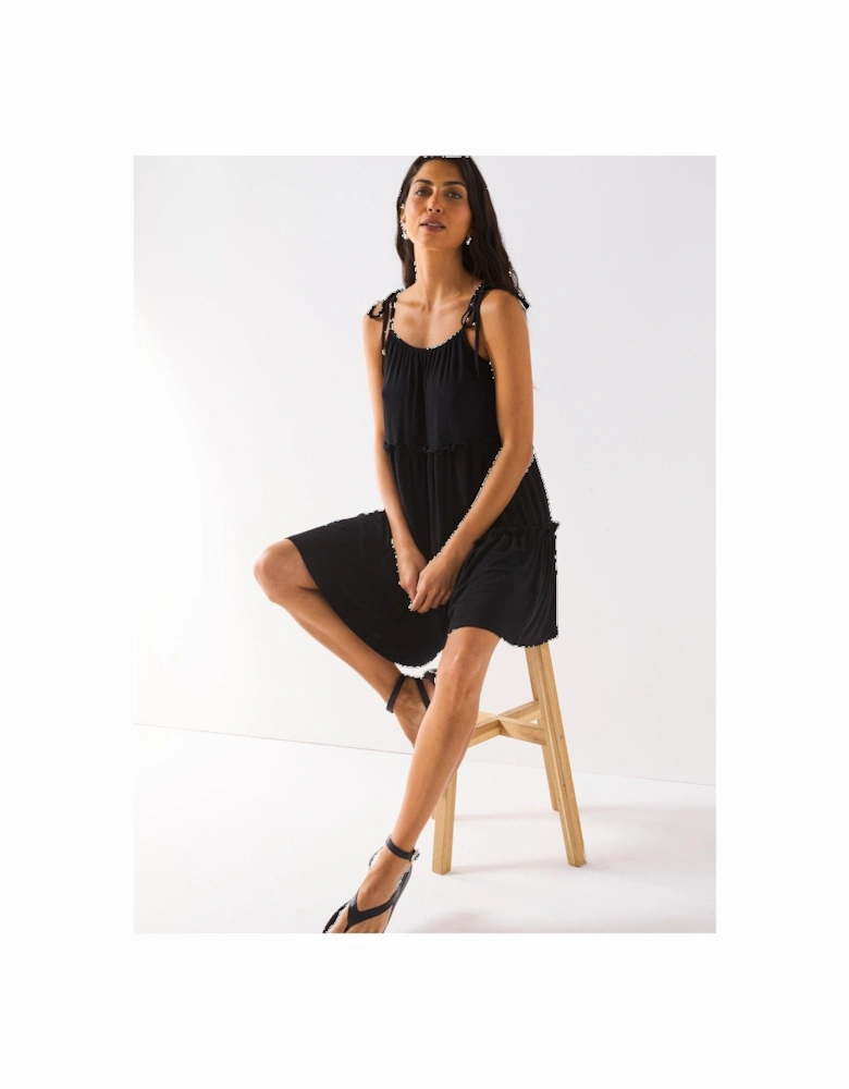 Tiered Mini Dress - Black