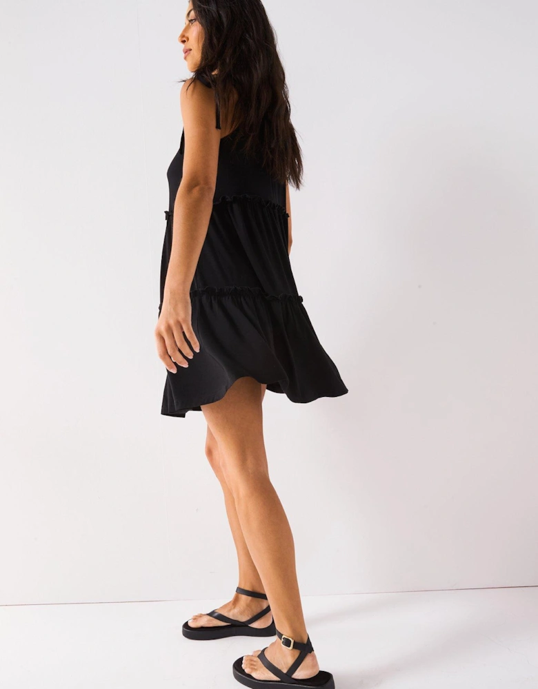 Tiered Mini Dress - Black