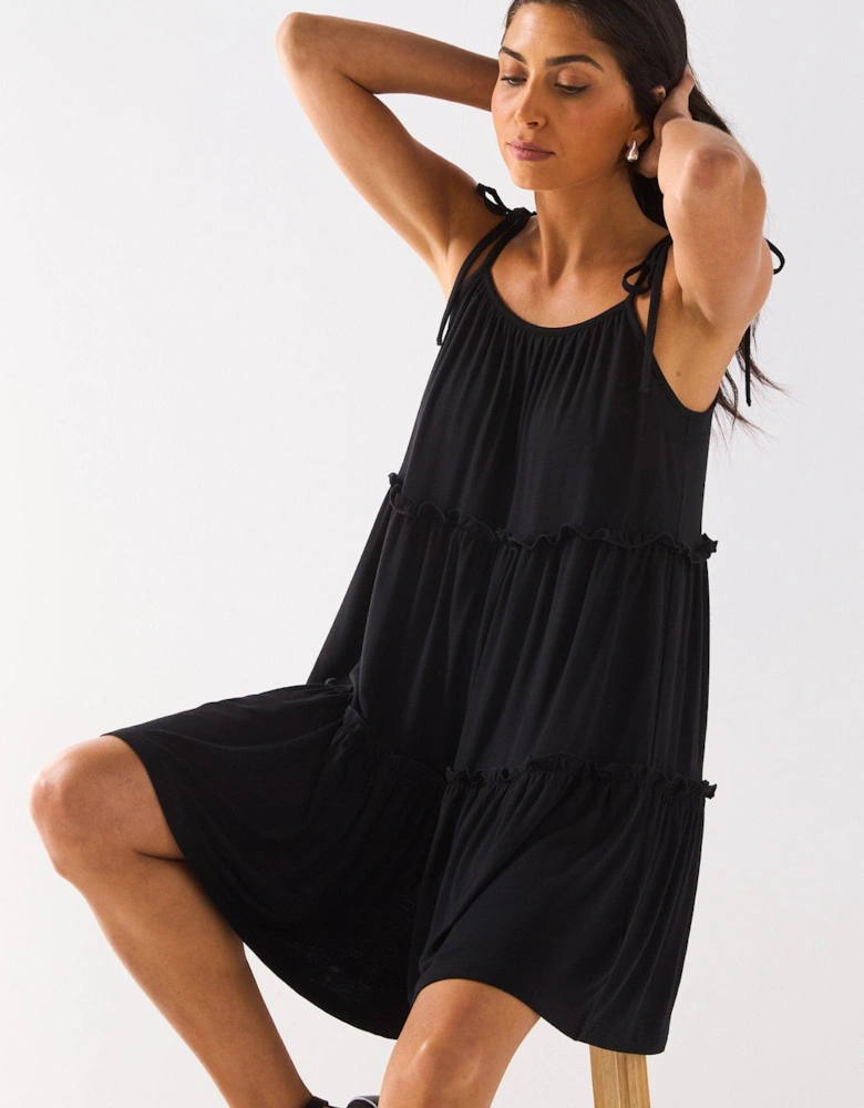 Tiered Mini Dress - Black