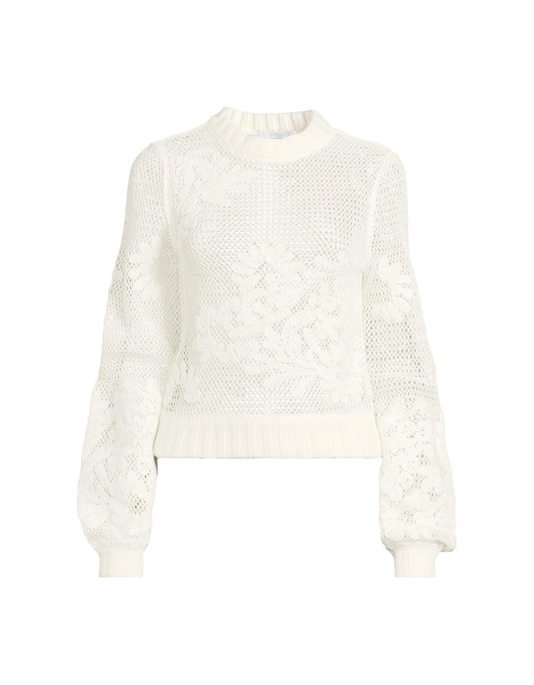 Applique Open Knit Jumper - Cream
