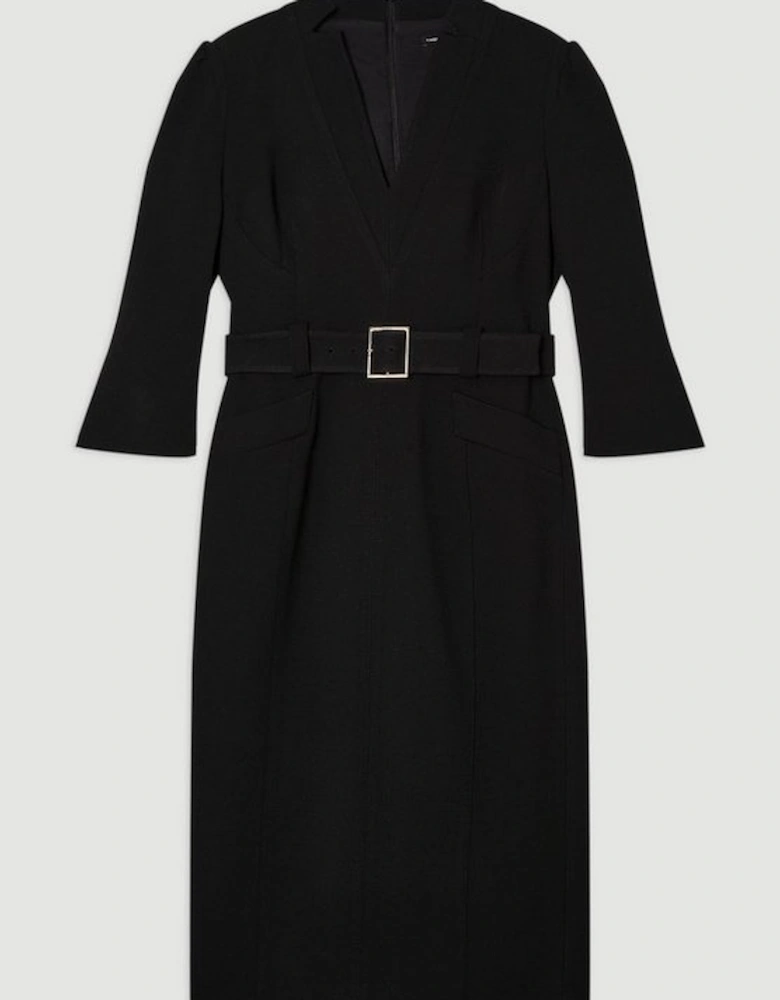 Structured Crepe Belted Forever Midi Dress