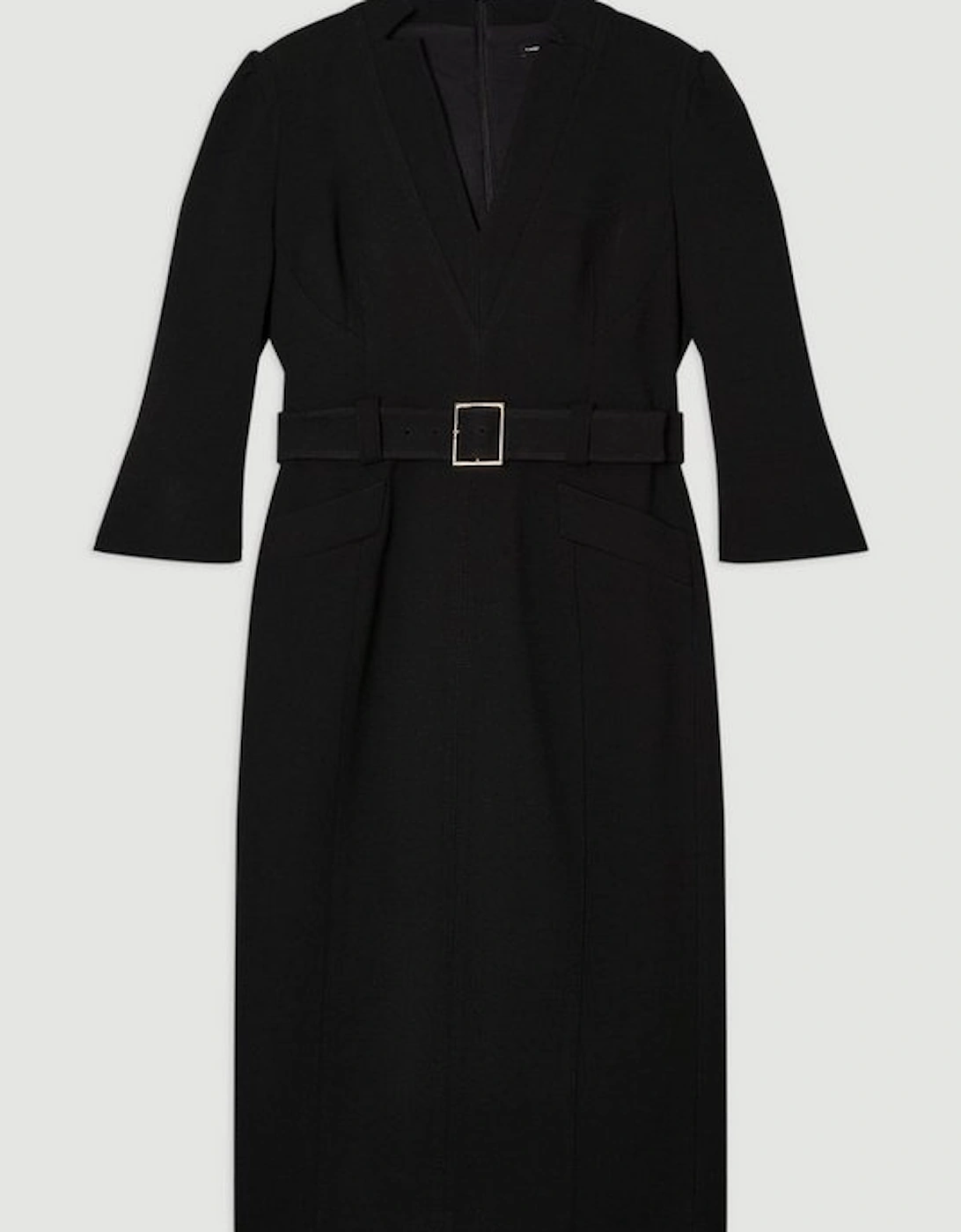 Structured Crepe Belted Forever Midi Dress