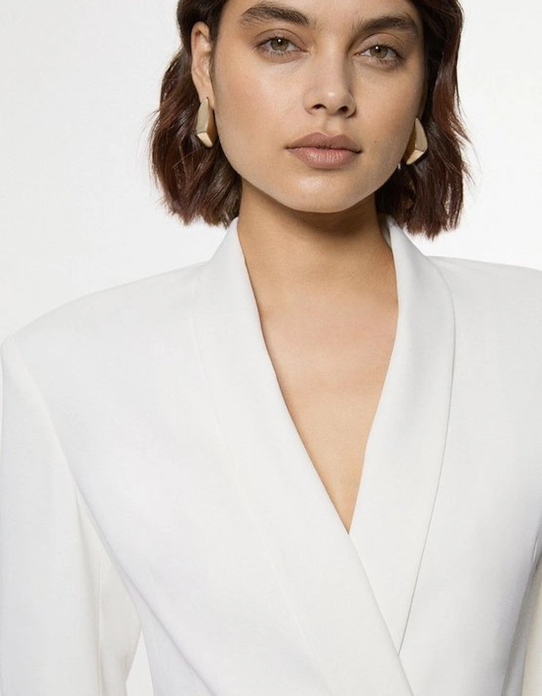 Polished Tailored Double Breasted Sinch Detail Blazer Mini Dress