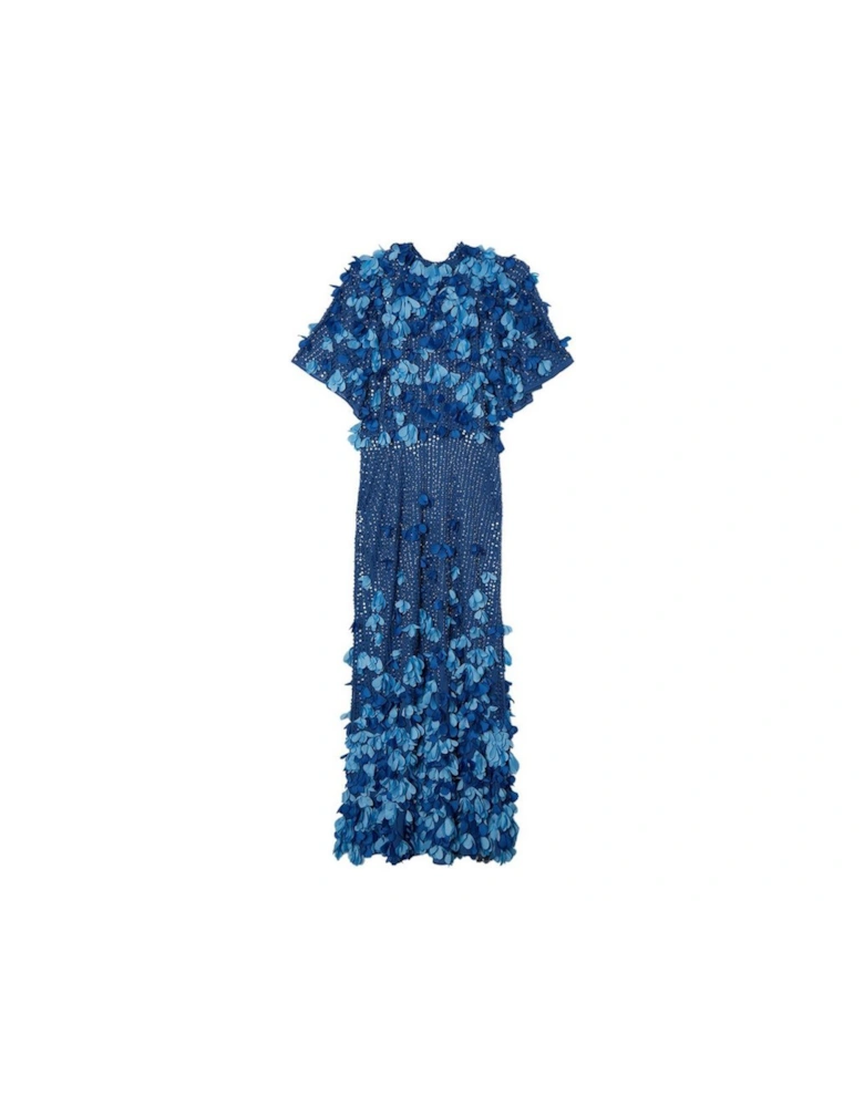 Crystal Applique Angel Sleeve Woven Maxi Dress