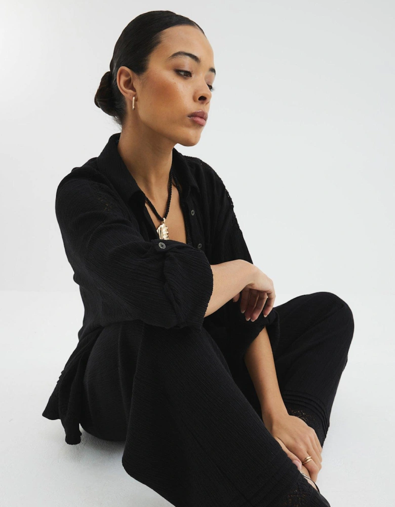 Crinkle Pocket Shirt - Black