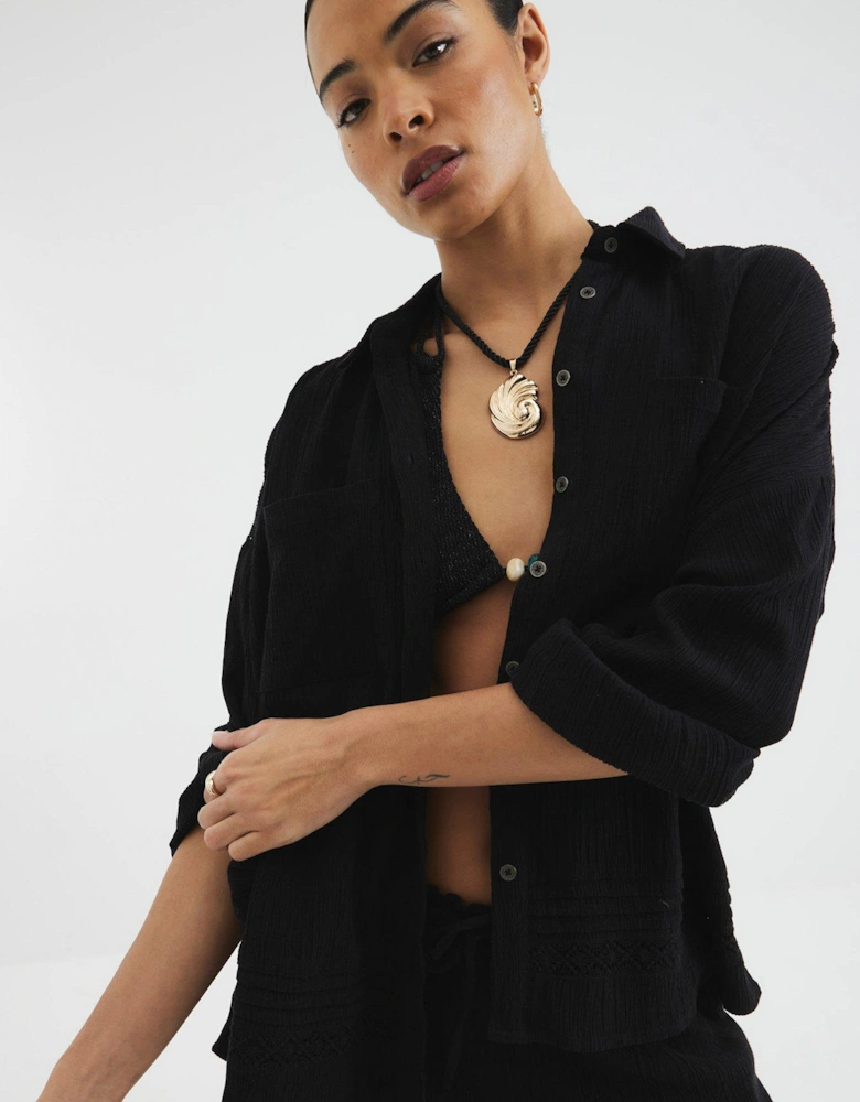 Crinkle Pocket Shirt - Black