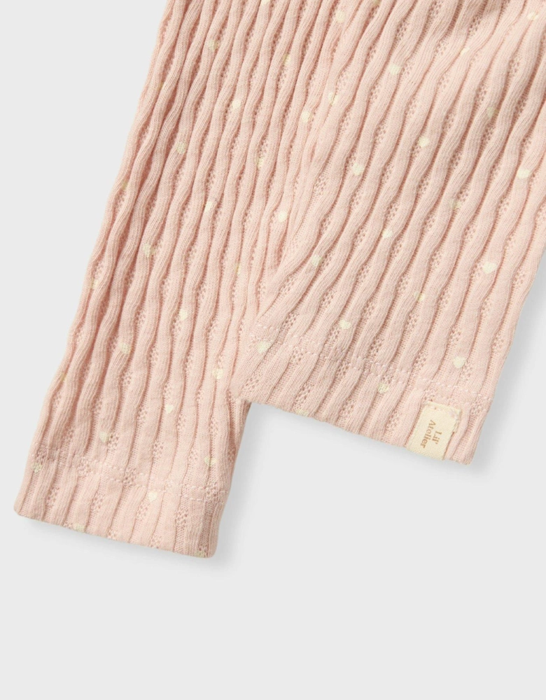 Baby Girls Printed Ribbed Leggings - Peach Whip